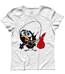 3stylershop Damen-T-Shirt Calimero – Der kleine und schwarze Küken., TD0190103-Bianco-L, Weiß, TD0190103-Bianco-L Large von 3stylershop