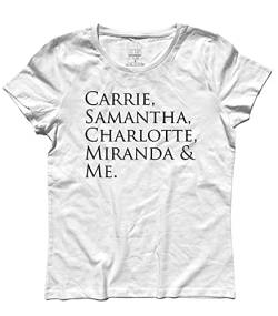 T-Shirt Carrie, Samantha, Charlotte, Miranda & Me Ispiarata A Sex and The City - Weiß, S von 3stylershop