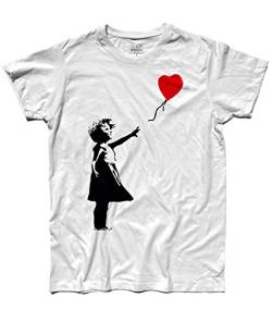 T-Shirt Herren Ballon Mädchen inspiriert in Banksy - Weiß, XL von 3stylershop