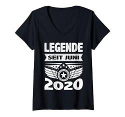 Damen Juni 2020 Legende seit 4 Jahren Mann Frau Geburtstag T-Shirt mit V-Ausschnitt von 4. Geburtstag 2020 Geburtstagsgeschenk Sprüche
