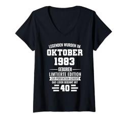 Legends were in October 1983 40.Birthday T-Shirt mit V-Ausschnitt von 40 Jahre Geburtstag Party Geschenke