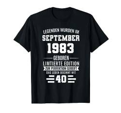 Legends wurde im September 1983 am 40. Geburtstag, Mann, geboren T-Shirt von 40 Jahre Geburtstag Party Geschenke