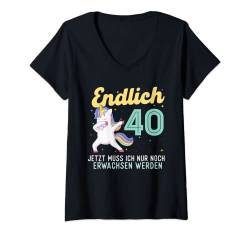 Damen Lustig Humor Endlich 40 Jahre Geburtstag Birthday T-Shirt mit V-Ausschnitt von 40 Jahre Shirts