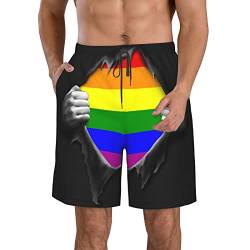 408 Herren Boardshorts Premium Gay Pride Regenbogen Shorts Sommer Strandshorts Jogger Freizeithose 3XL von 408