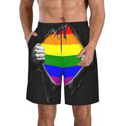 408 Herren Boardshorts Premium Gay Pride Regenbogen Shorts Sommer Strandshorts Jogger Freizeithose XL von 408