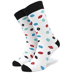 40YARDS American Football Socken mit bunten Footbällen für Fans aller Teams - Unisex für Männer, Frauen & Kinder (weiß/schwarz, 41-46) von 40YARDS