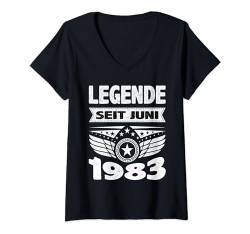 Damen Juni 1983 Legende seit 41 Jahren Mann Frau Geburtstag T-Shirt mit V-Ausschnitt von 41. Geburtstag 1983 Geburtstagsgeschenk Sprüche