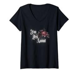 Damen You are Loved viktorianische Gothic-Blume, inspirierend T-Shirt mit V-Ausschnitt von 432Rx