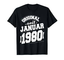 Januar 1980 Original seit 44 Jahren Mann Frau Geburtstag T-Shirt von 44. Geburtstag 1980 Geburtstagsgeschenk Sprüche