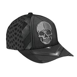 456 Basecap Totenkopf-Metallmuster Schwarz Baseballkappe Für Herren Atmungsaktiv Baseball Cap Waschbar Outdoor Sportkappe Sommer von 456