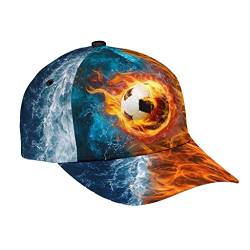 456 Mütze Fußball-Wasser Und Feuer-Muster Baseball Cap Für Herren Waschbar Pferdeschwanz Kappe Verstellbar Sommer Kappe Erwachsenen von 456