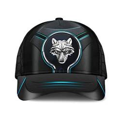 456 Trucker Baseballmütze Wolf-Blaues Kreis-Wolf-Neonmuster-Schwarzes Mütze Für Reisen Verstellbar Sommermütze Uv-Schutz Sommer Trucker Baseballkappe Hat Mädchen von 456