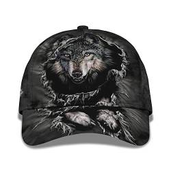 Sommer Kappe Black Wolf Wild Animal Und Scratch Pattern Hat 3D-Druck Baseball Cap Washed Basecap Leichtgewicht Baseballkappe Für Tennis Golf Herren von 456