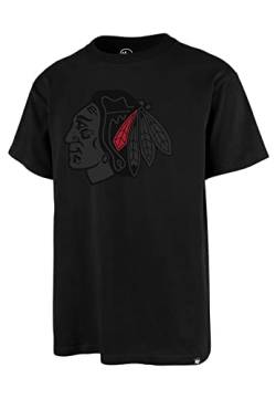 '47 Brand Herren T-Shirt Imprint Echo Tee Chicago Blackhawks 548676 Jet Black Schwarz, Größe:S von '47