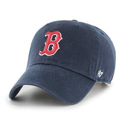 '47 MLB Boston Red Sox Clean Up Unisex-Baseballkappe, Verstellbar, Hochwertiges Design und Verarbeitung, Red Logo, Navy Blue von '47