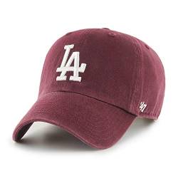 '47 MLB Los Angeles Dodgers Clean Up Unisex-Baseballkappe, Verstellbar, Hochwertiges Design, White Logo, Dark Maroon von 47