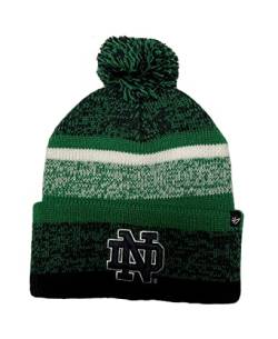 '47 Notre Dame Fighting Irish Green Cuff Northward Beanie Mütze mit POM – NCAA Cuffed Winter Knit Toque Cap, Einheitsgröße von 47