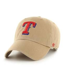 '47 Texas Rangers Herren Damen Clean Up Verstellbare Strapback Khaki Hut mit Teamfarbe Logo, Khaki, Einheitsgr��e von '47
