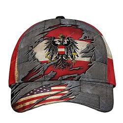 Herren Damen Basecap Österreich Mit Amerikanischer Flagge Metall Einfach Und Schön 3D Gedruckt Baseballkappe Baumwolle Distressed Basecap Reine Farbe Baseball Kappe Mütze Für Reisen Kletter Wander von 494