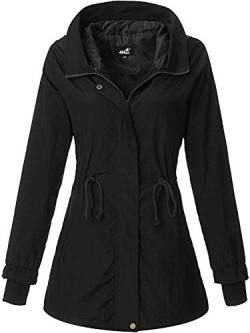 4How Damen Regenjacke Wasserdicht Atmungsaktiv Übergangsjacke Windbreaker Herbst Sport Schwarz US8 DE 38 von 4How