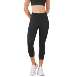 4How Leggings Damen Sporthose Baumwolle High Waist Gym Leggings 3/4 Damen Für Yoga Pants Blickdicht Leggings 2er-Pack Schwarz+Dunkelgrau S von 4How