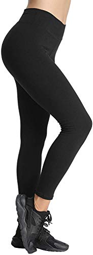 4How Sport Leggins Damen Schwarz Winter Sporthose Sportleggings Lang Baumwollleggings Laufhose Jogginghose Frauen Tights Yoga Leggins L(40/42) von 4How