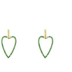 4US Cesare Paciotti Damen-Ohrring Silber mit goldenem Finish und grünem Zirkonia Symbol Herz Länge 2,5 cm Referenz: 4UOR5779W von 4US Cesare Paciotti