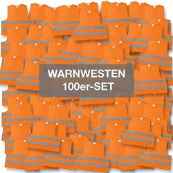 4business 100 Stück Kfz Warnweste orange EN ISO 20471 Klasse 2 für Erwachsene Unisize TÜV-geprüft waschbar von 4business