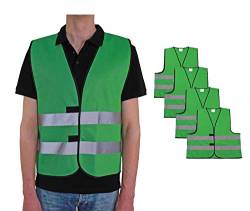 4business 4 Stück Signalweste grün für Erwachsene Größen S - 3XL Polyester waschbar Sicherheitsweste 4er Set (L/XL) von 4business