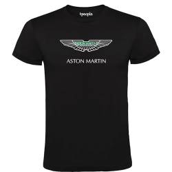 Aston Martin-Logo T-Shirt für Herren, Schwarz, 100 % Baumwolle, Größe S M L XL XXL, Schwarz , M von 4people