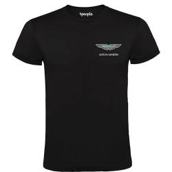 Schwarzes T-Shirt mit Aston Martin-Logo für Herren - 100% Baumwolle, erhältlich in Größen S M L XL XXL: Stil und Komfort bei jedem Spaziergang, Schwarz , L von 4people