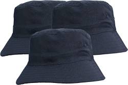 4sold 3 Stück Sonnenhut UV-Schutz Sommerhüte Strandhut Safari Boonie Hut Faltbarer Angelhut Bucket Hüte für Festivals Riesige Wahl, Set 3 x Marineblau, One size von 4sold
