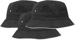 4sold 3 Stück Sonnenhut UV-Schutz Sommerhüte Strandhut Safari Boonie Hut Faltbarer Angelhut Bucket Hüte für Festivals Riesige Wahl, Set 3x Black Cotton, One size von 4sold