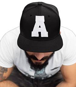 4sold ABC Letter Snapback Cap in Black/White with Letters A to Z Schwarz (A) von 4sold
