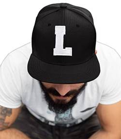 4sold ABC Letter Snapback Cap in Black/White with Letters A to Z Schwarz (L) von 4sold