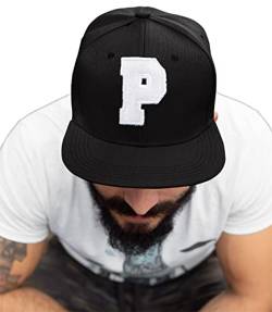 4sold ABC Letter Snapback Cap in Black/White with Letters A to Z Schwarz (P) von 4sold