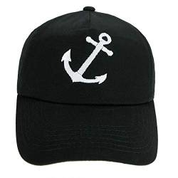 4sold Jungen Männer Frauen 100% Baumwolle Kapitän Yachting Baseball Cap Inschrift Schriftzug Sonne Sommer Hut Schwarz Weiß - Anchor,Adult von 4sold