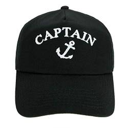 4sold Jungen Männer Frauen 100% Baumwolle Kapitän Yachting Baseball Cap Inschrift Schriftzug Sonne Sommer Hut Schwarz Weiß - Captain Anchor,Kids von 4sold