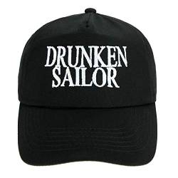 4sold Jungen Männer Frauen 100% Baumwolle Kapitän Yachting Baseball Cap Inschrift Schriftzug Sonne Sommer Hut Schwarz Weiß - Drunken Sailor,Adult von 4sold