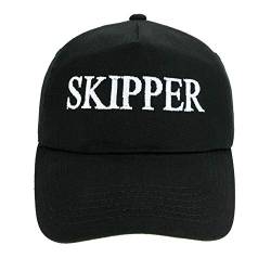 4sold Jungen Männer Frauen 100% Baumwolle Kapitän Yachting Baseball Cap Inschrift Schriftzug Sonne Sommer Hut Schwarz Weiß - Skipper,Adult von 4sold