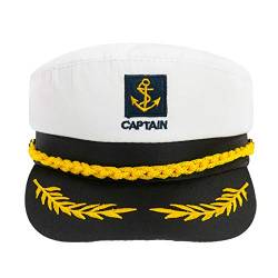 4sold Kostüm Zubehör Matrosen Kapitän Hut Kappe Yacht Party Hüte Marine Marine Erwachsene Admiral Matrosen Gr. Einheitsgröße, Schwarze Kapitän Größe 62-67 von 4sold