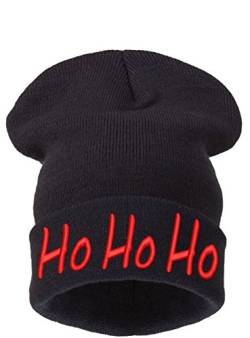 4sold Merry Xmas Ho Ho Ho Lustige Hüte Merry Christmas Mütze Beanie Mütze Damen Herren Beanie Schwarz Gr. M/L, Ho Ho Ho Schwarz von 4sold