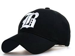 4sold Unisex Damen Herren Baseball Cap Caps Gothic Letter B Hüte Mützen Snap Back Hat Hats Fanny (B Black White) von 4sold