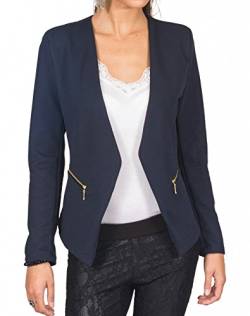 4tuality AO Blazer kragenlos mit Zipper blau Gr. XL von 4tuality