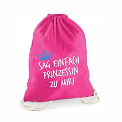 4you Design Pinker Statement-Turnbeutel Sag einfach Prinzessin zu mir! - Gym-Bag Rucksack Hipster Gymsac Sportbeutel Tasche Geschenkidee für Frauen von 4you Design