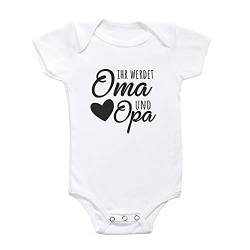 Babybody -Ihr werdet Oma und Opa – Design: schwarzes Herz- kurzarm Baumwoll-BODY Jungen & Mädchen – Schwangerschaft verkünden Geschenk für Großeltern von 4youDesign