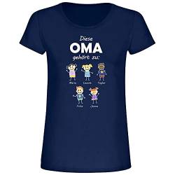 Personalisiertes Damen T-Shirt -Diese Oma gehört zu- tolle Geschenkidee für Oma Geburtstag Großmutter Kinder Enkelkinder Personalisierung Aufdruck (Navy) von 4youDesign