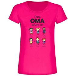 Personalisiertes Damen T-Shirt -Diese Oma gehört zu- tolle Geschenkidee für Oma Geburtstag Großmutter Kinder Enkelkinder Personalisierung Aufdruck (Pink) von 4youDesign