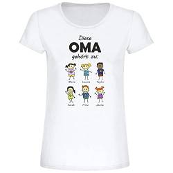 Personalisiertes Damen T-Shirt -Diese Oma gehört zu- tolle Geschenkidee für Oma Geburtstag Großmutter Kinder Enkelkinder Personalisierung Aufdruck (Weiß) von 4youDesign