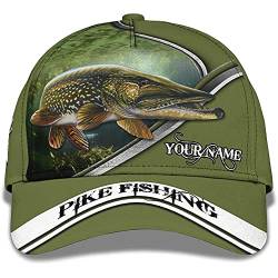 501 Baseballkappe Hecht-Fischen-Tier-Fisch-Fischen-Jagd-Hintergrund Für Capatmungsaktive Mütze Unisex Baseball Cap Outdoor Sommer Kappe Für Damen, Golf, Herren von 501